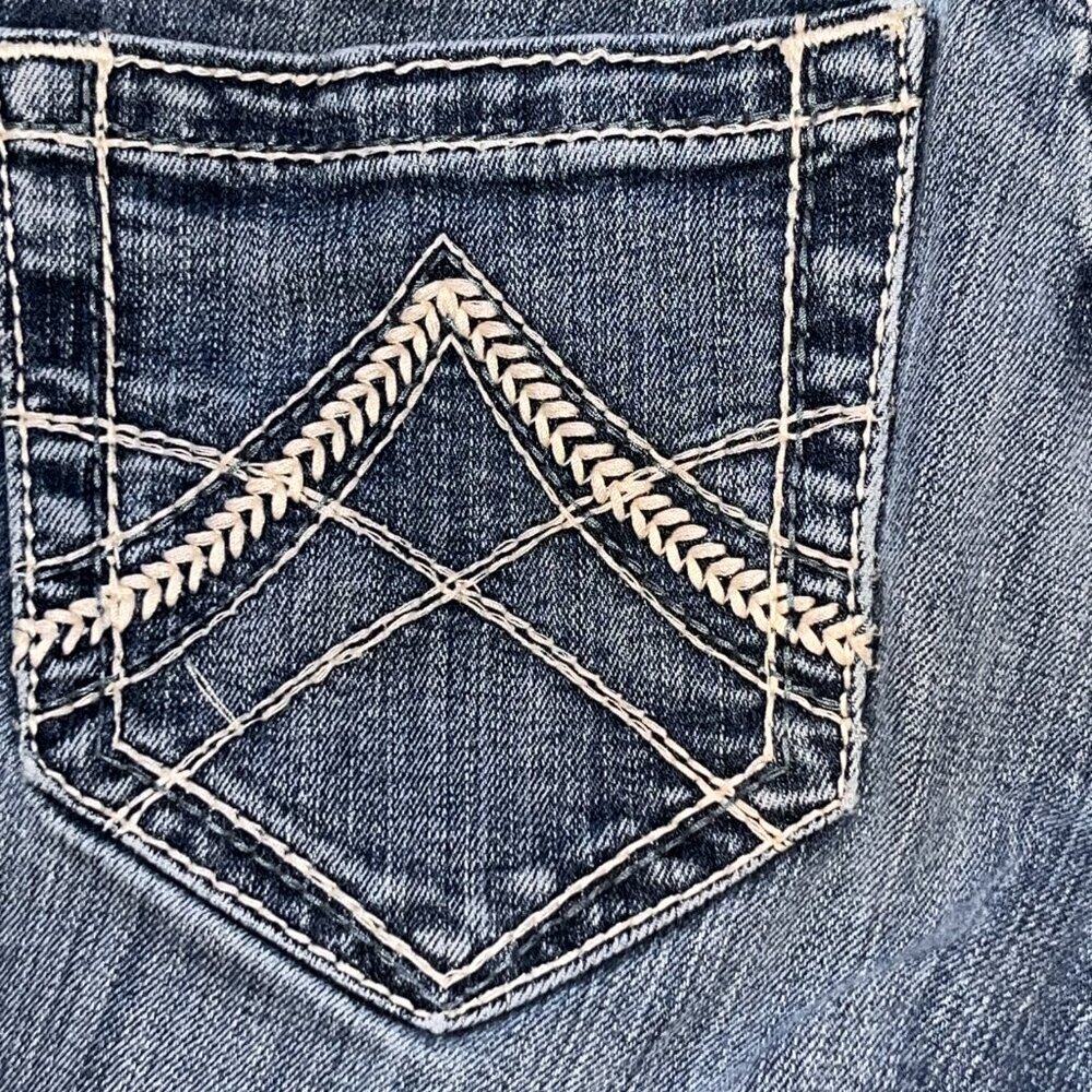 ARIAT REAL DENIM LOW RISE WESTERN BOOT CUT JEANS - W26" L35" EXTRA LONG TALL - Picture 14 of 16